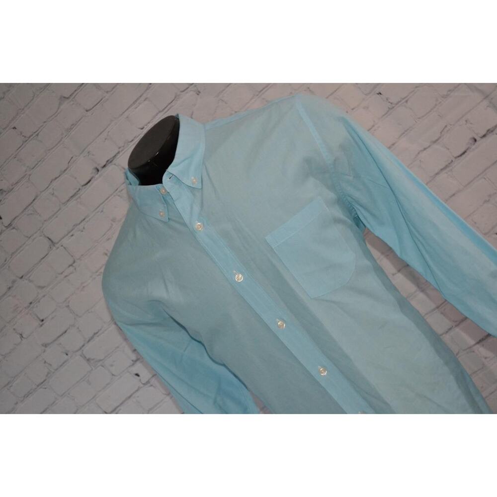 46157-a J.Crew Dress Shirt Front Pocket Slim Fit Blue Cotton Size XL Mens - Picture 3 of 7